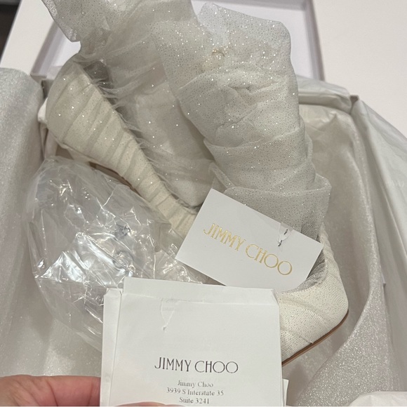 Jimmy Choo Lavish 100/36 Ivory , ✨white and silver ✨ - Picture 6 of 8